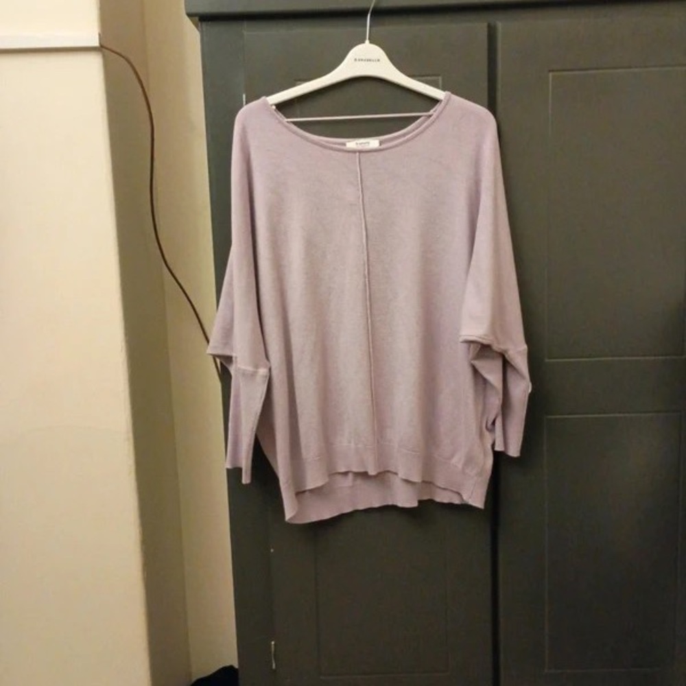 Relaxed Lavender Boatneck Sweater Top - Unknown Brand